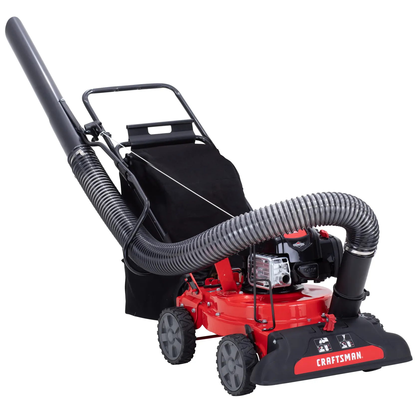 Left profile of 24 inch 163 c c chipper shredder vacuum.