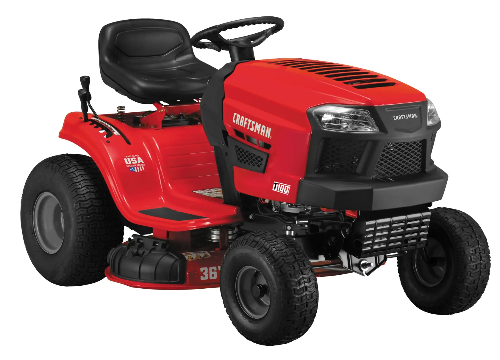 Left profile of  T 100 Gear drive riding mower.