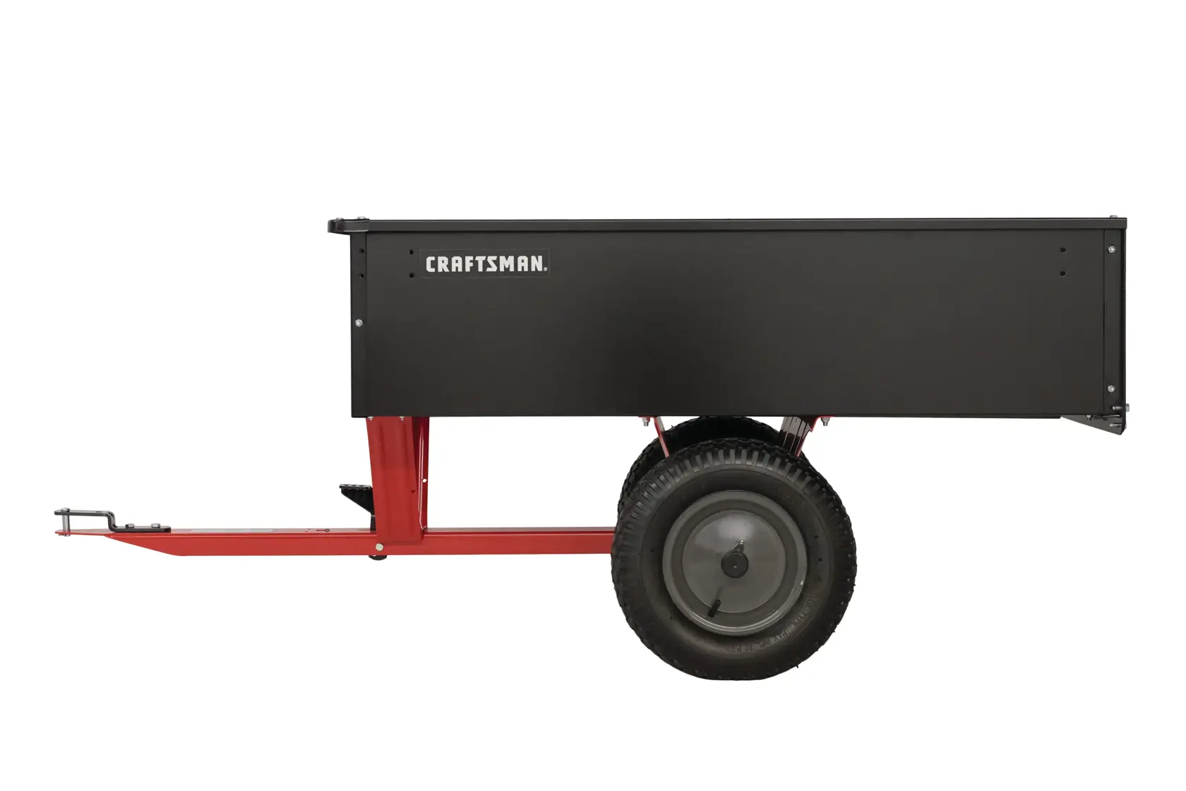 Right profile of 12 cubic foot steel dump cart.