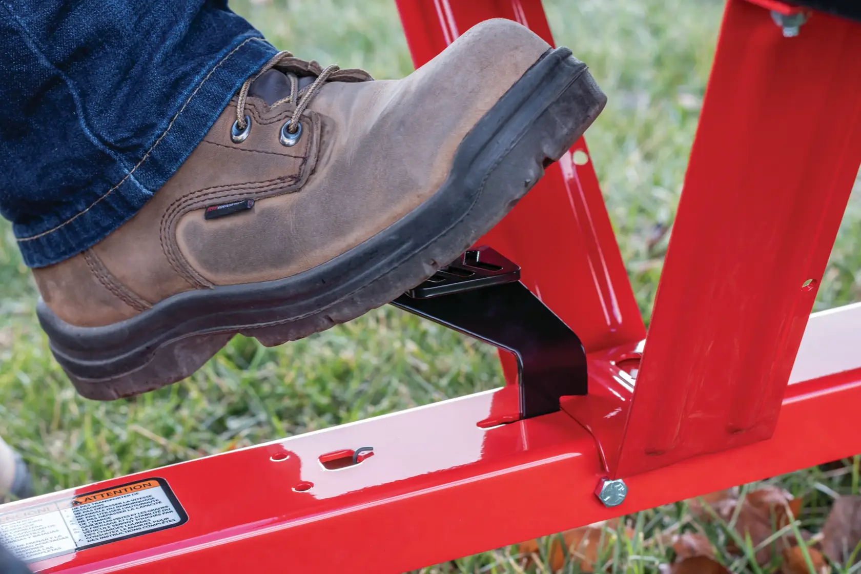 12 cubic foot steel dump cart foot pedal dump release being used.
