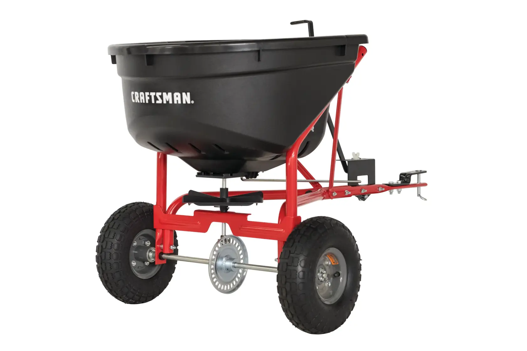 110 pounds tow broadcast spreader.
