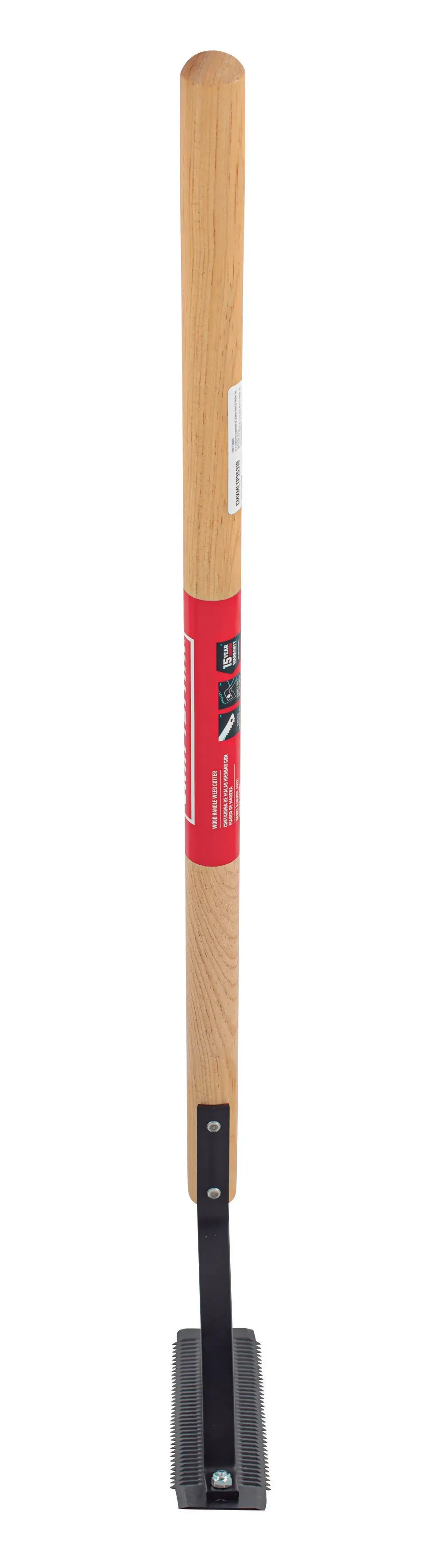 Short Handle Back and Forth Swinging Serrated Steel Weed Cutter with wood handle, right-facing