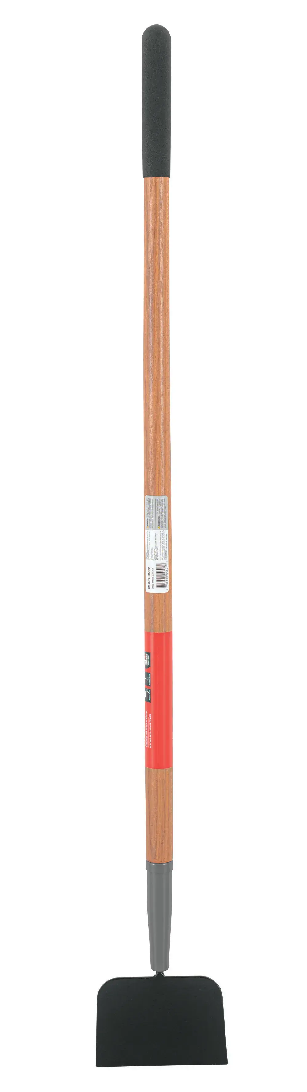 Long Handle Forged Steel Scraper with wood handle and cushion grip, front-facing 