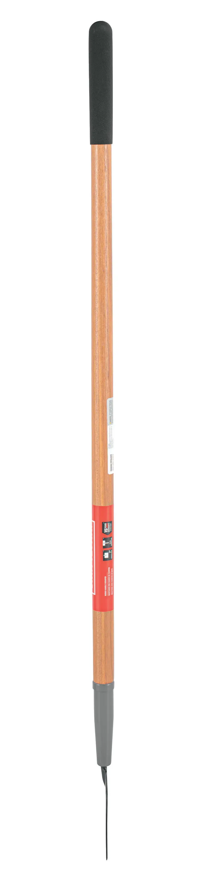 Long Handle Forged Steel Scraper with wood handle and cushion grip, left-facing