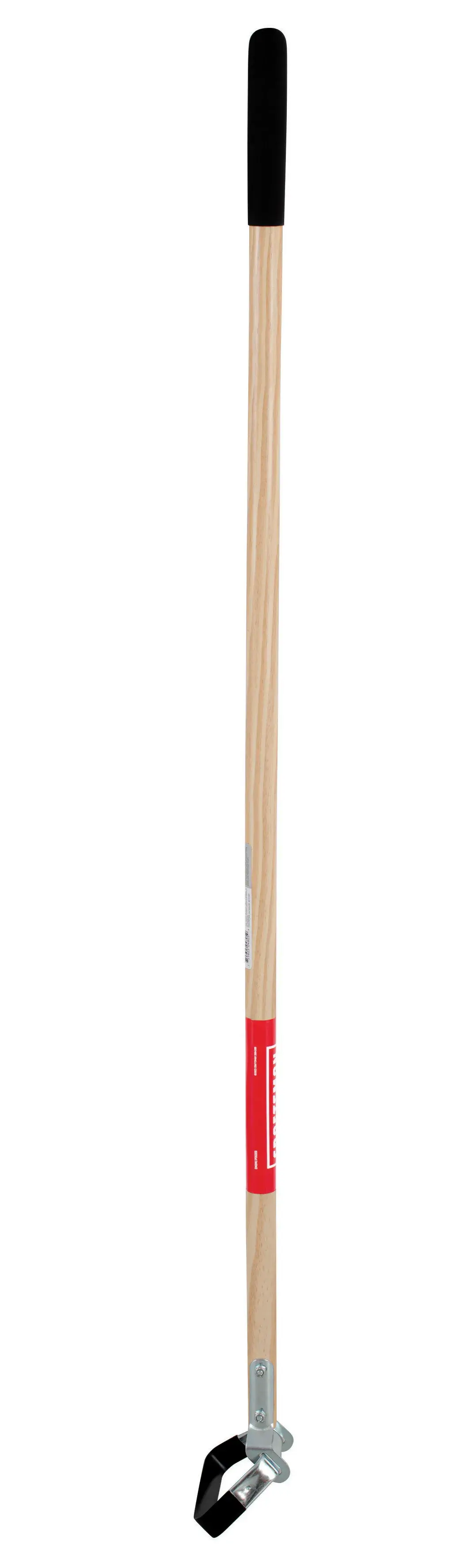 Long Handle Stirrup Shaped Steel Weed Cutting Scuffle Hoe with wood handle and cushion grip, right-facing 