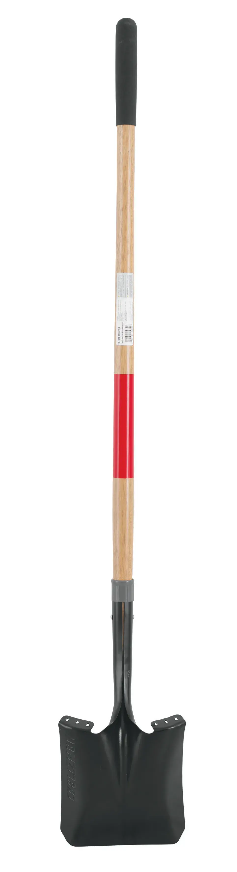 Long handle Cleated Step Transfer Shovel with wood handle and cushion grip, rear-facing