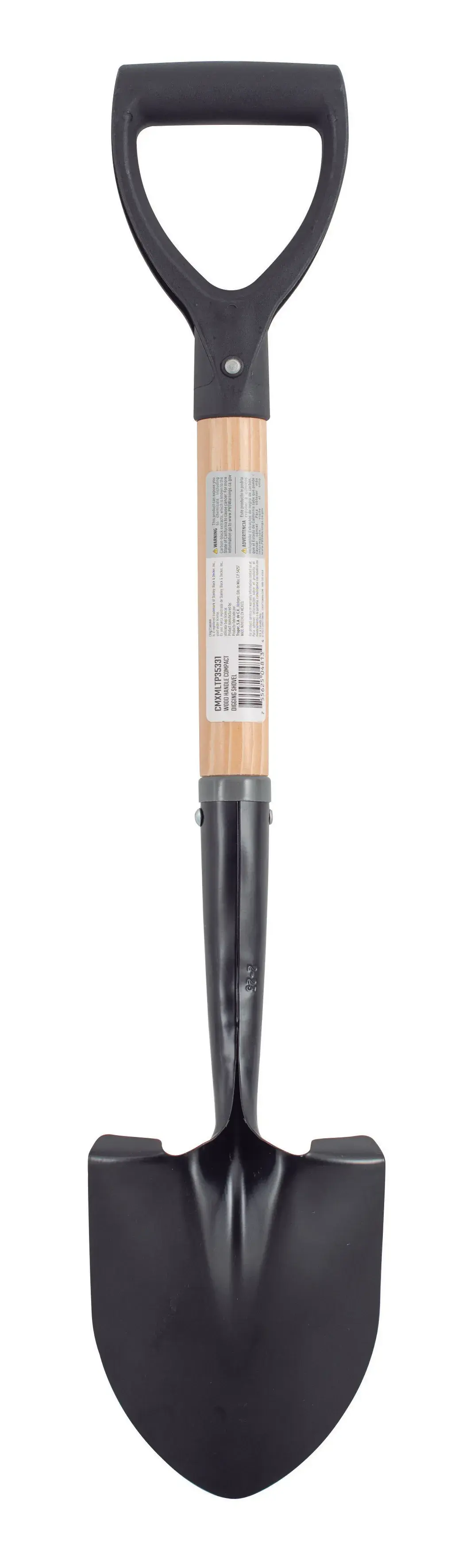 Short Handle Floral Size Digging Shovel with wood handle and D-Grip, rear-facing