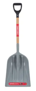 Short Handle #12 Size Poly Scoop with wood handle and D-Grip, front-facing