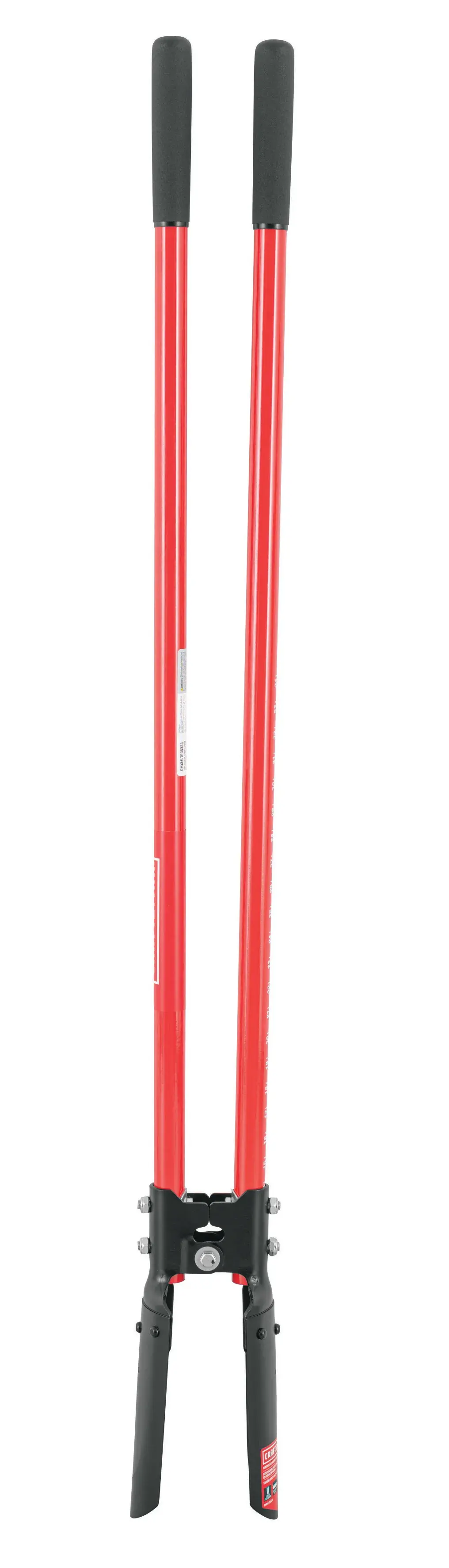 Two Handle Post Hold Digger with fiberglass handles and cushioin grips, right-facing 