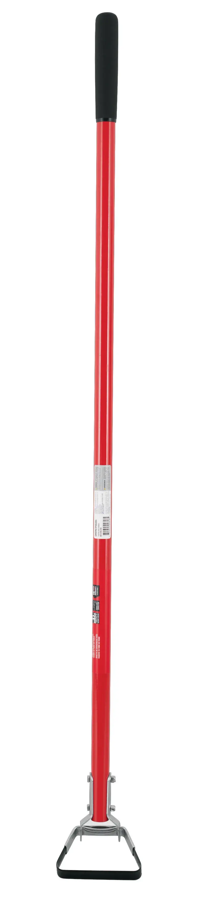 Long Handle Stirrup Shaped Steel Weed Cutting Scuffle Hoe with fiberglass handle and cushion grip, front-facing