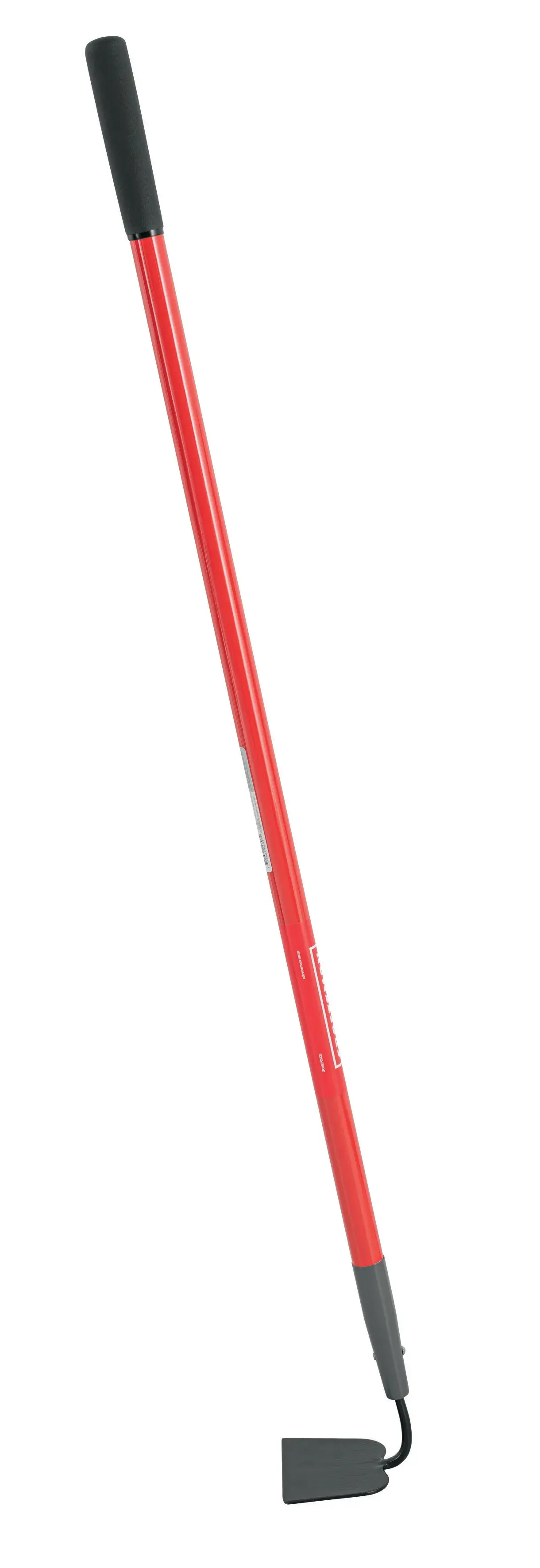 Long Handle Forged Steel Chopping and Weeding Garden Hoe with fiberglass handle and cushion grip, left-facing