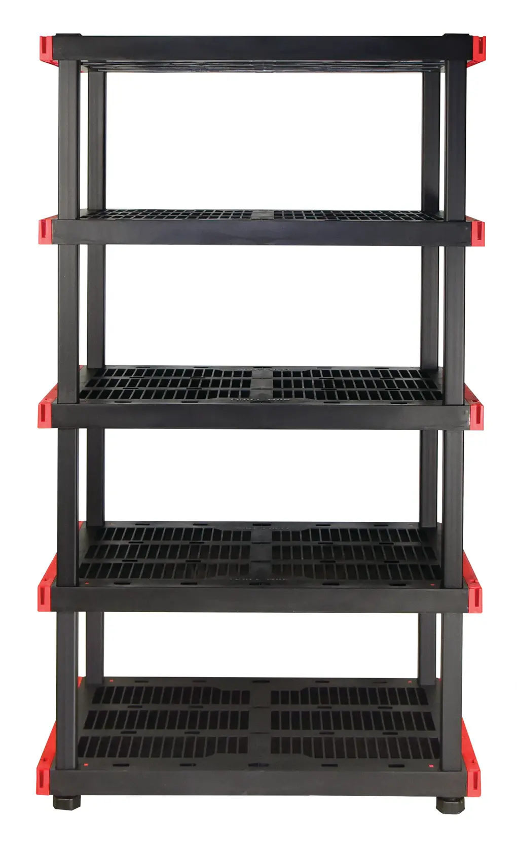 Left profile of 24 by 40 ventilated 5 tier shelf.