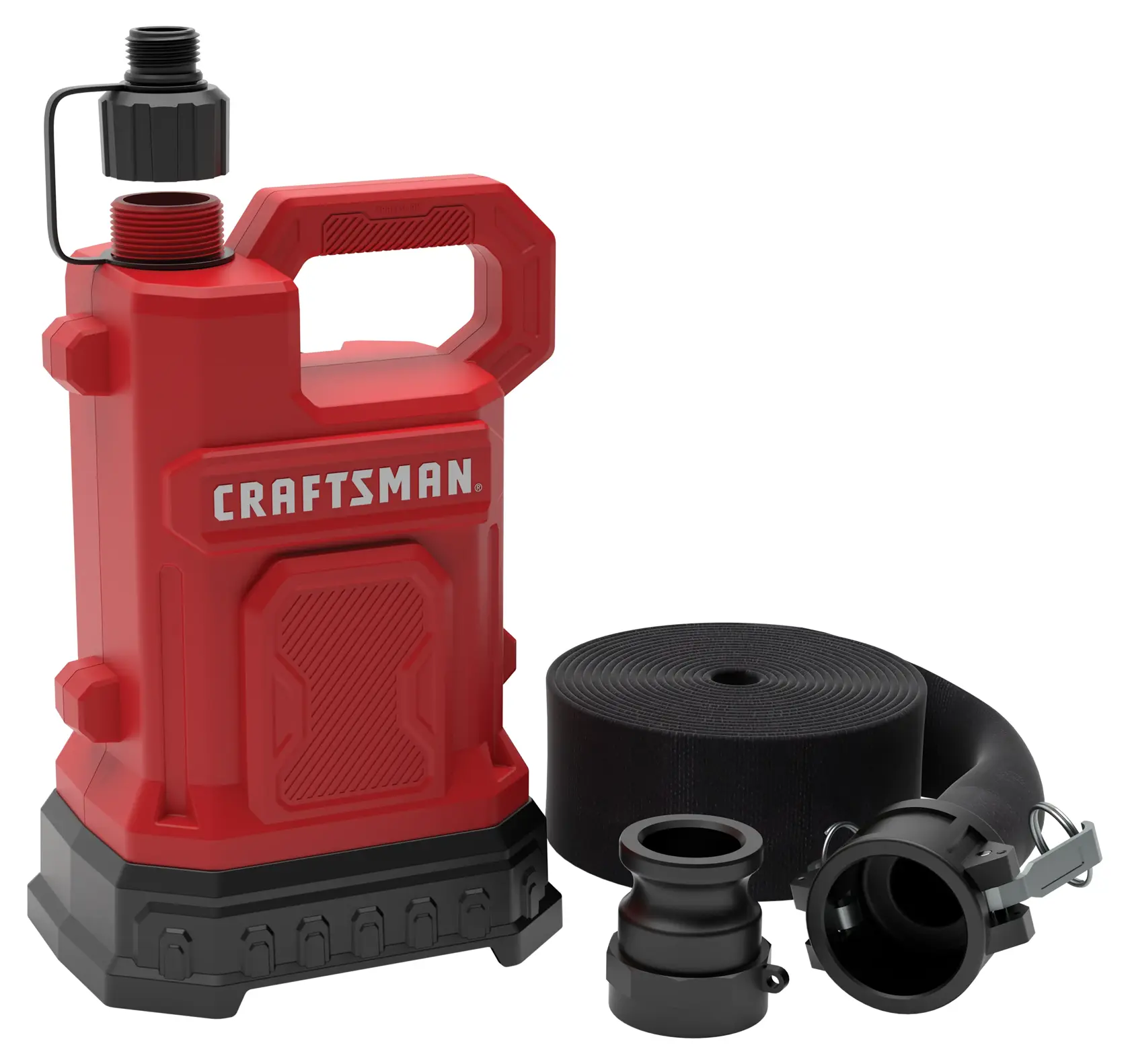 1-2HP WATER/UTILITY PUMP REINFORCED THERMOPLASTIC SUBMERSIBLE WITH PVC LAYFLAT HOSE KIT AND ADAPTERS MAIN VIEW