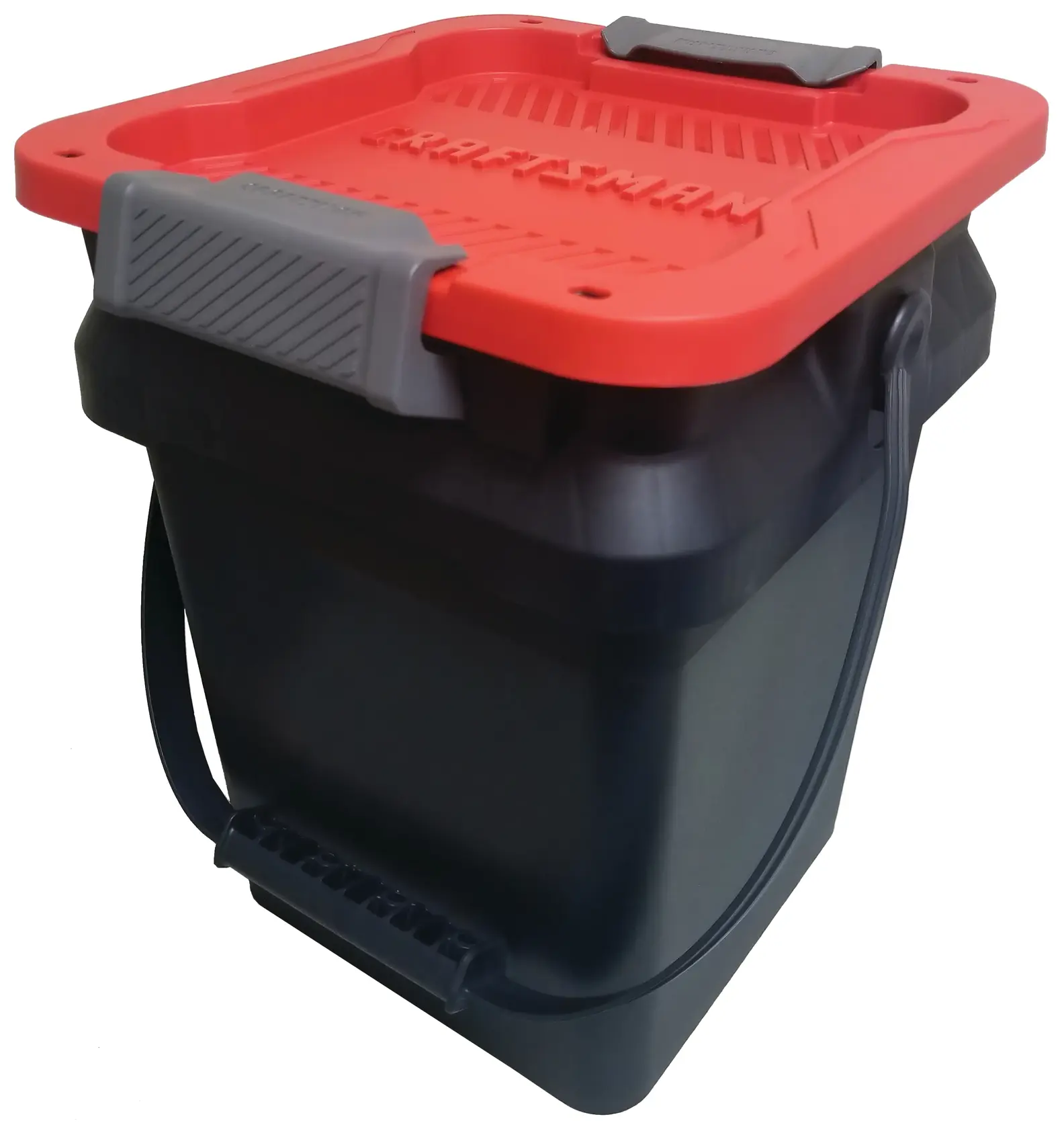 Craftsman storage container CMST25001 black base with red lid white background beauty shot angled view