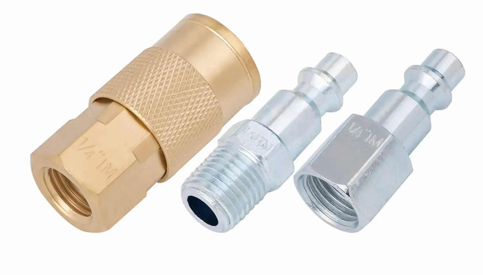 Craftsman air compressor coupler and plugs CMXZTS1006 white background beauty shot front angle