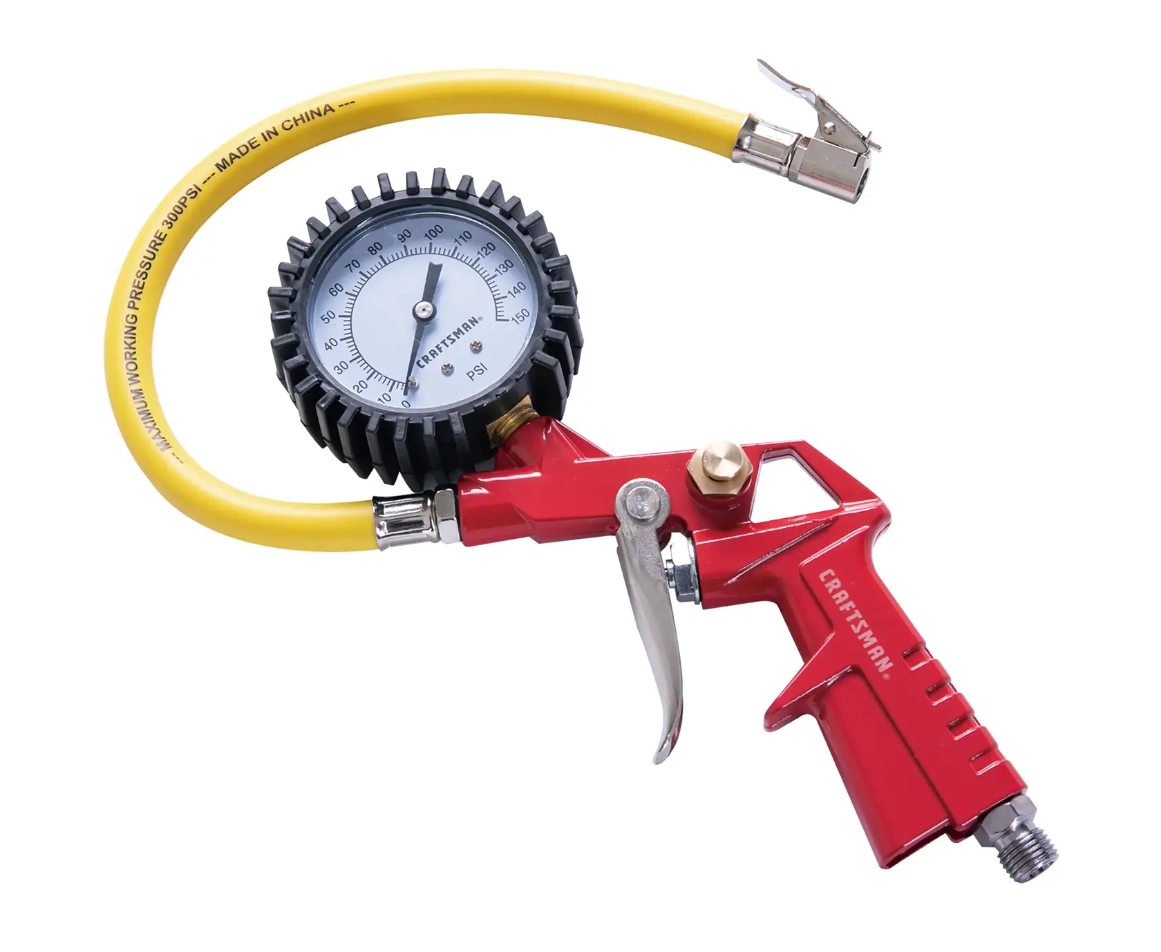 Craftsman tire inflator gauge CMXZTSG1002 white background beauty shot side angle