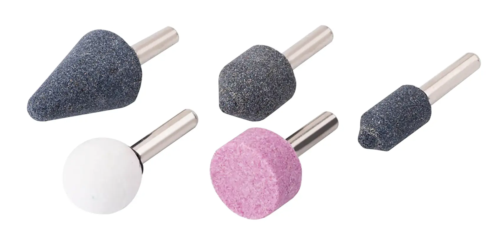 Black+Decker grinding stone set five-piece assorted shapes A-985 white background beauty shot top view