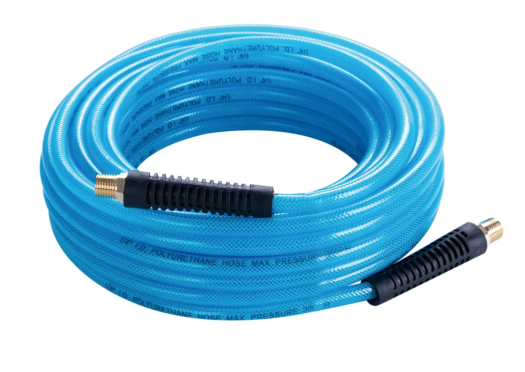 Bostitch polyurethane air hose BTFP72333 white background beauty shot top angle