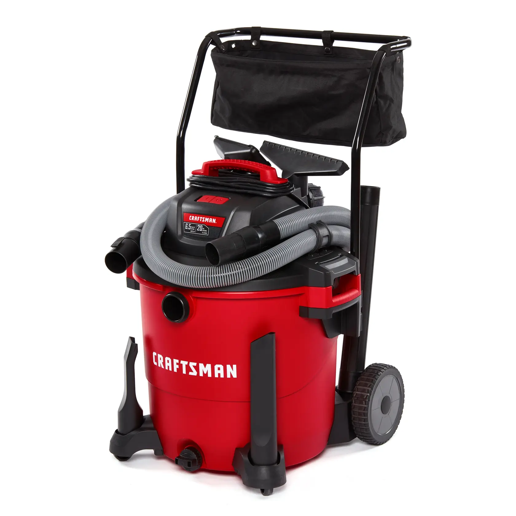 CRAFTSMAN 2-1/2 inch Crevice Tool Wet/Dry Vac Attachment seated neatly of caster storage foot of vac