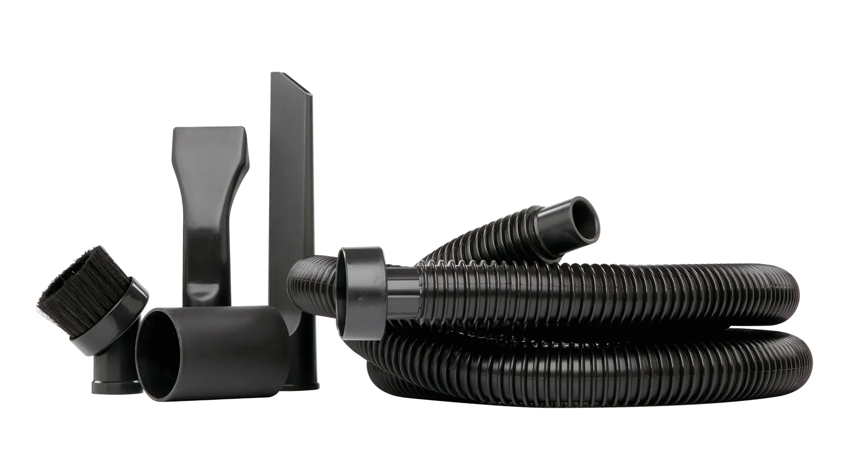 Profile of One and one quarter inch 5-piece Wet or Dry Vacuum Car Cleaning Kit.