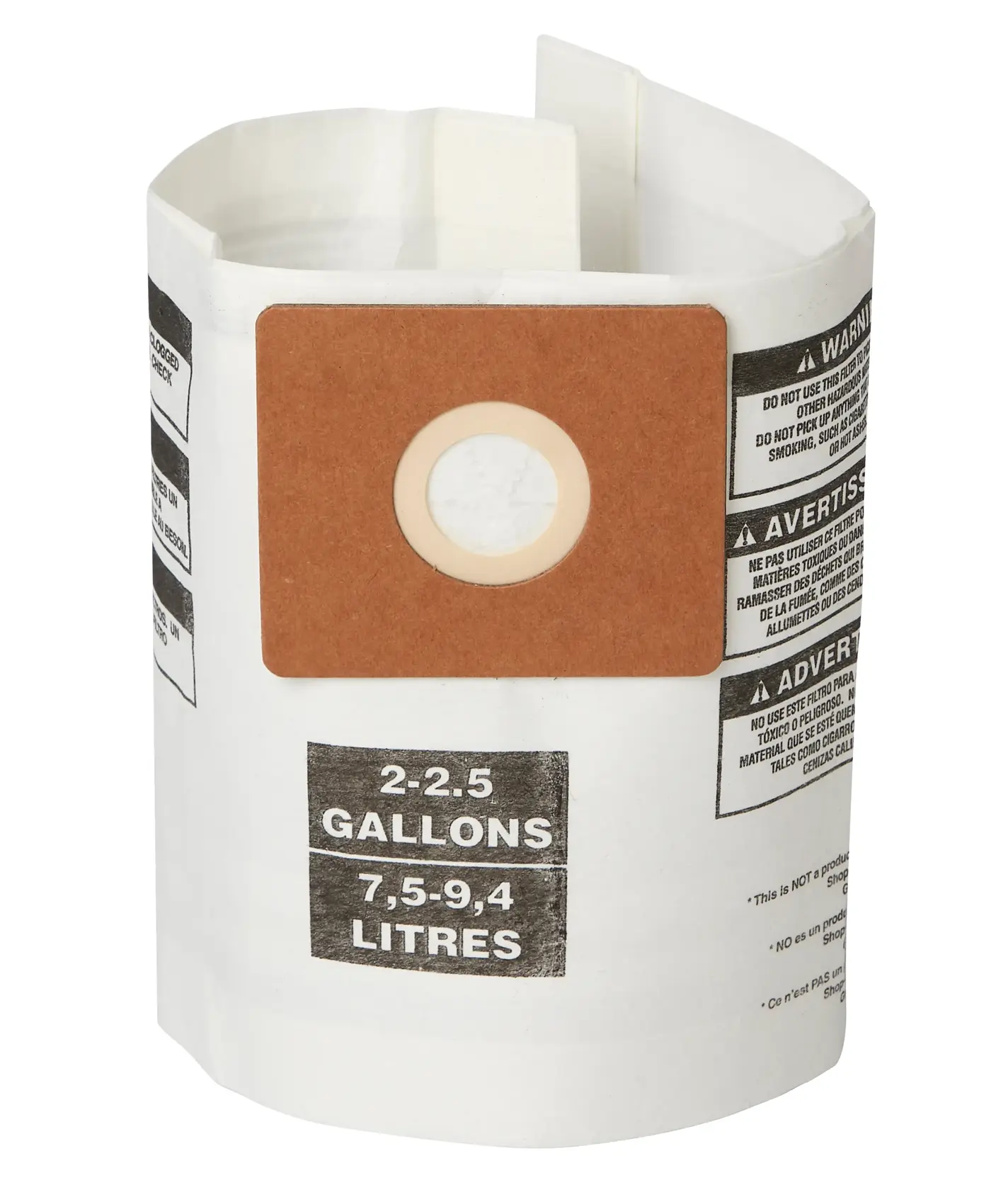 Front facing CRAFTSMAN Fits Shop Vac Dust Collection Bags for 2-2.5 Gallon Shop-Vac Brand Vacuums