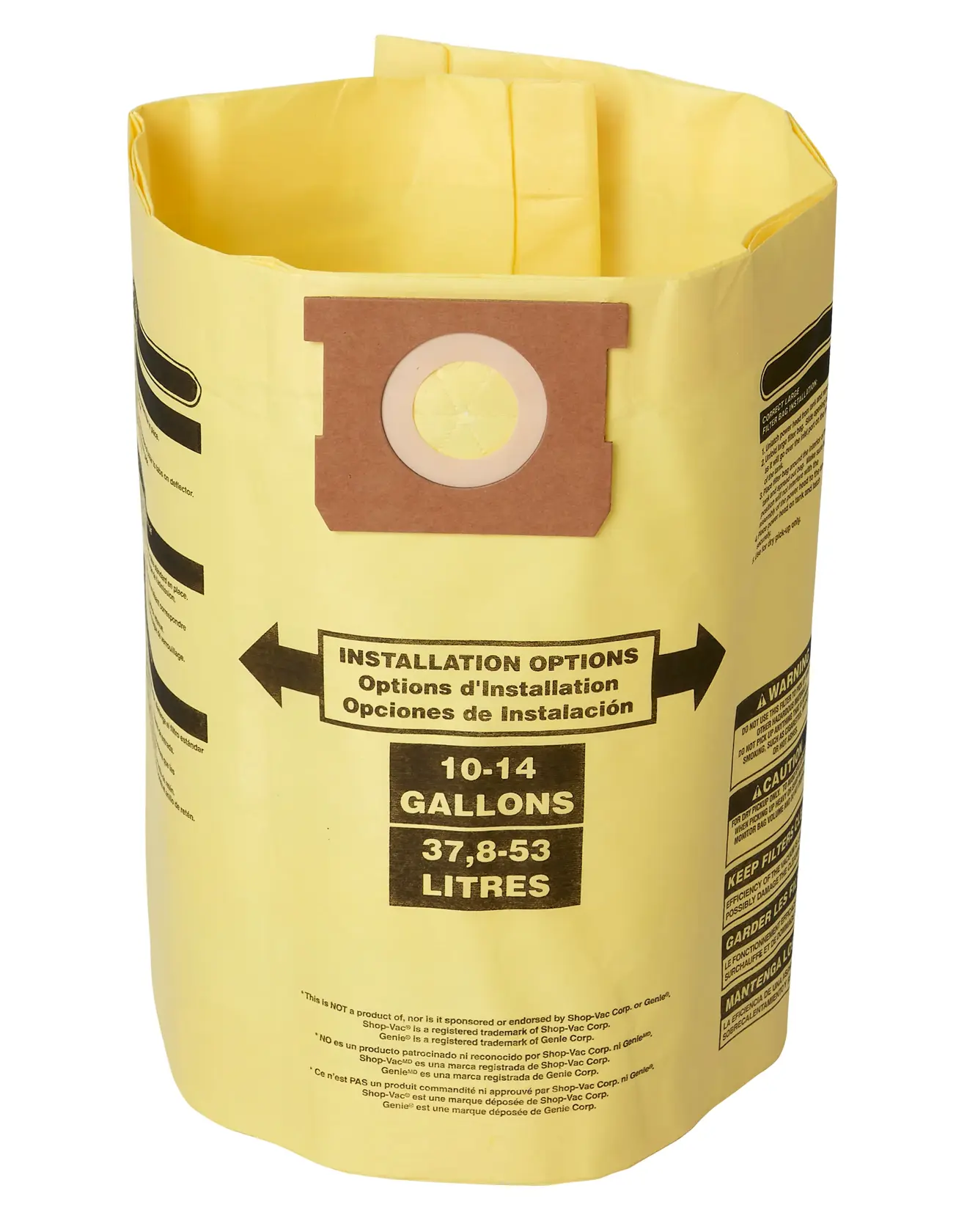 Front facing CRAFTSMAN Fits Shop-Vac Fine Dust Collection Bags for 10-14 Gallon Shop-Vac Brand Vacs