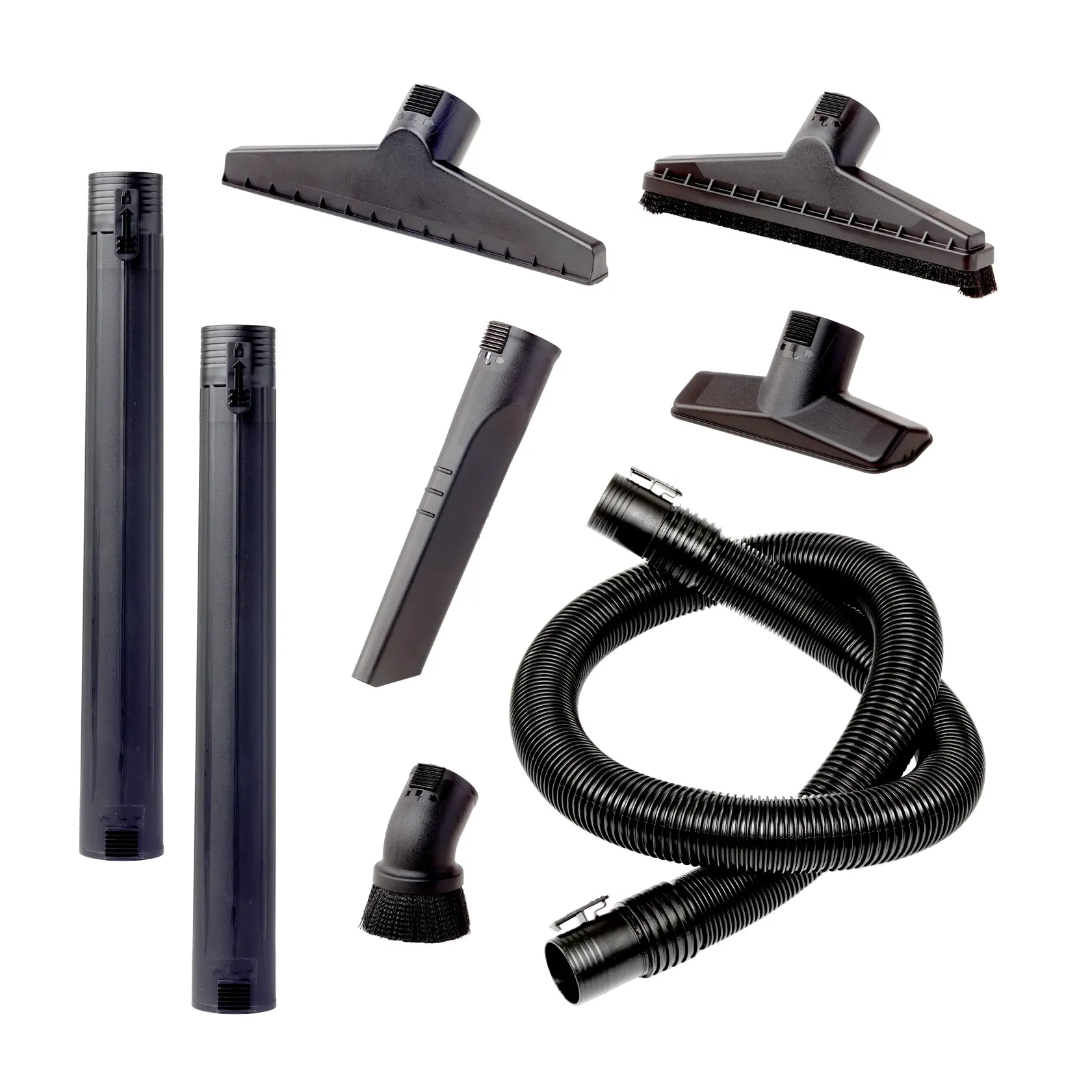 Top view of 8-piece CRAFTSMAN 2-1/2 inch accessory kit for use with CRAFTSMAN wet dry shop vacuums