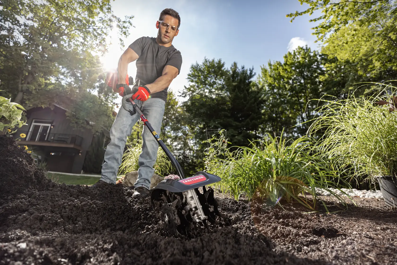 CRAFTSMAN Multi-Tool Attachment Cultivator cultivating garden areas