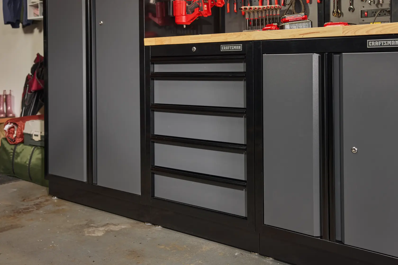 Welded 5-drawer Base Cabinet (red/black)