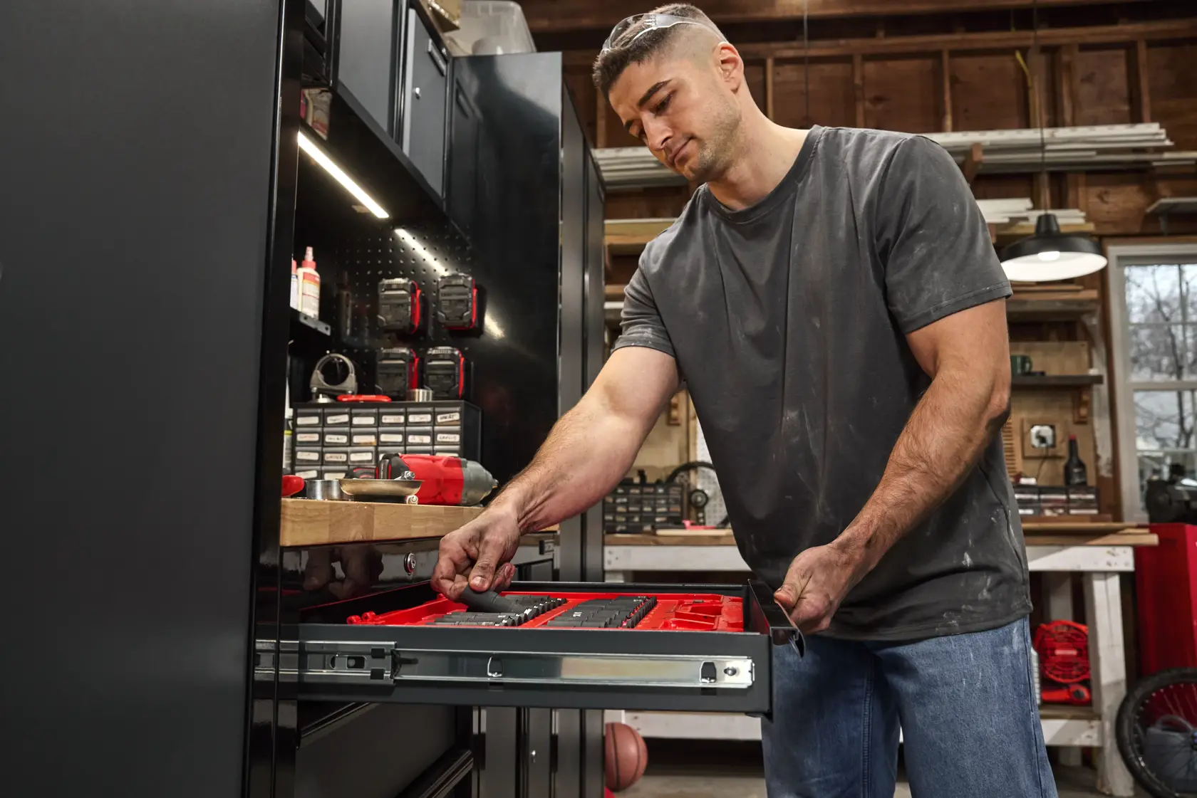 Welded 5-Drawer Base Cabinet (Black/Gray)