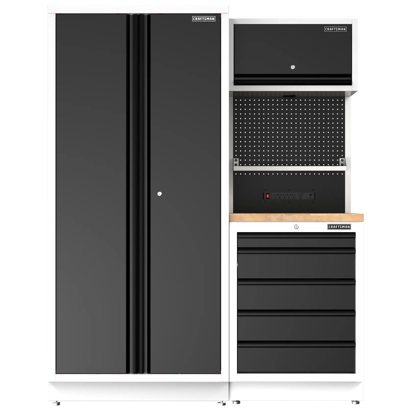 CRAFTSMAN storage set with SKUs CMST33680WG, CMST32603WG, CMST32616WG, CMST32600WG, CMST32615WG, CMST32602WG.